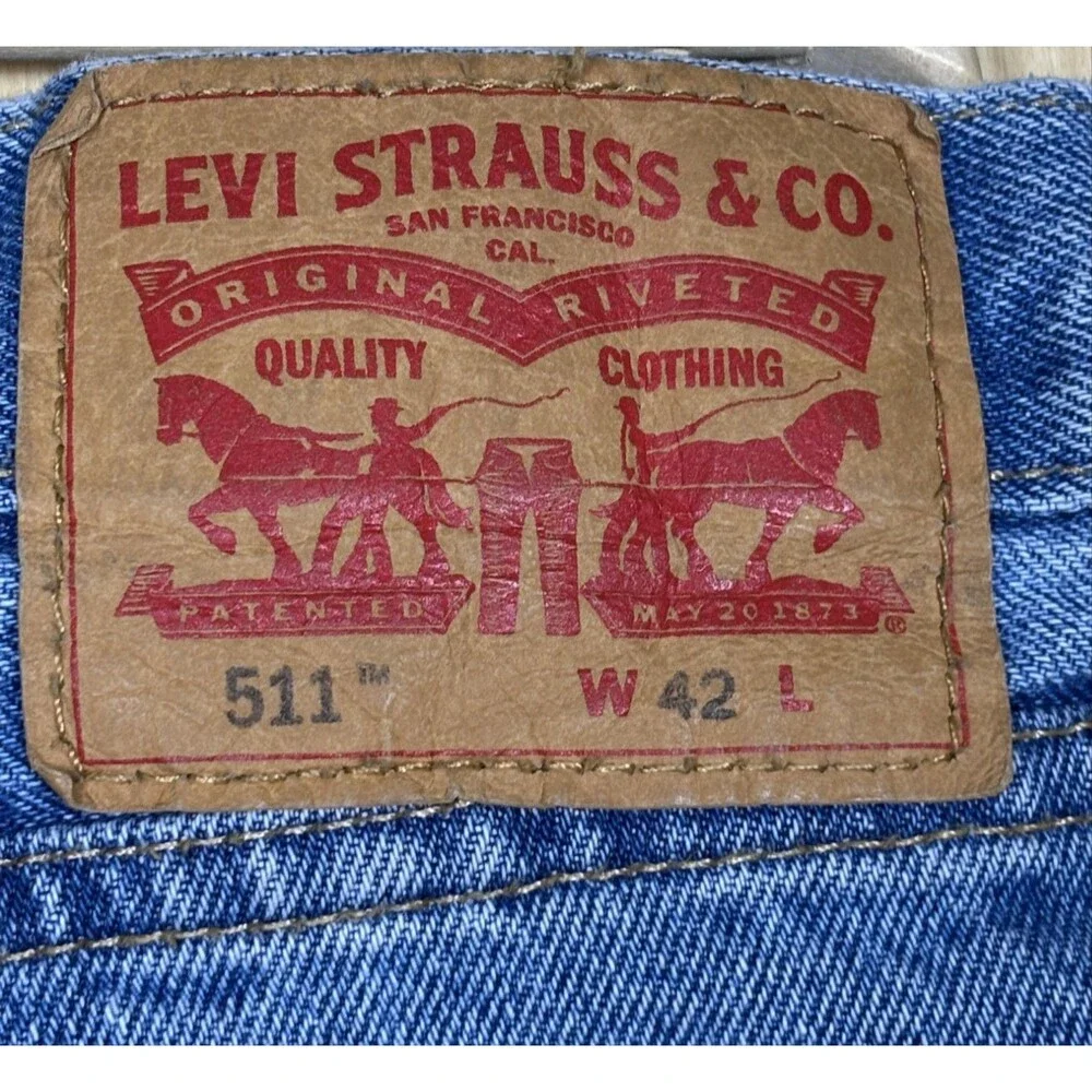Levi's Denim Shorts Mens 42 Blue 511 Slim Fit Bermuda Cutoff Frayed Hem